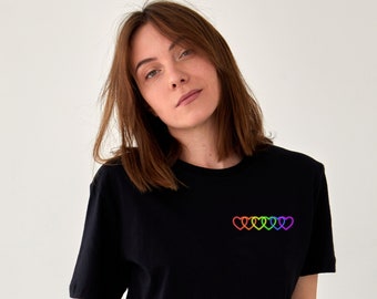 Neon Heart T-Shirt, Rainbow Heart Shirt, Neon Sign Tee, Queer Gifts, Queer T-Shirt, Pride T Shirt, Shirt for Pride, Pride Shirt