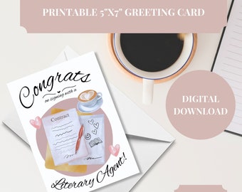 Literary Agent Congrats Card, Digital Download, Congrats Card Printable, Congratulations Card for Writers, Literary Agent Card, Writer Card