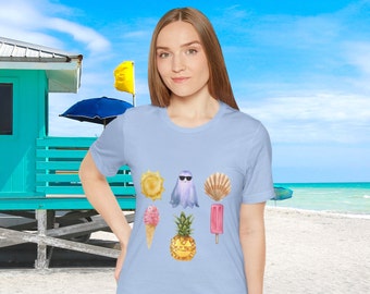 Summer Halloween Spooky Beach T-Shirt, Summerween Beach Shirt, Summer Ghost and Pineapple Jack o lantern Tee, Summerween Ghost Beach Tee