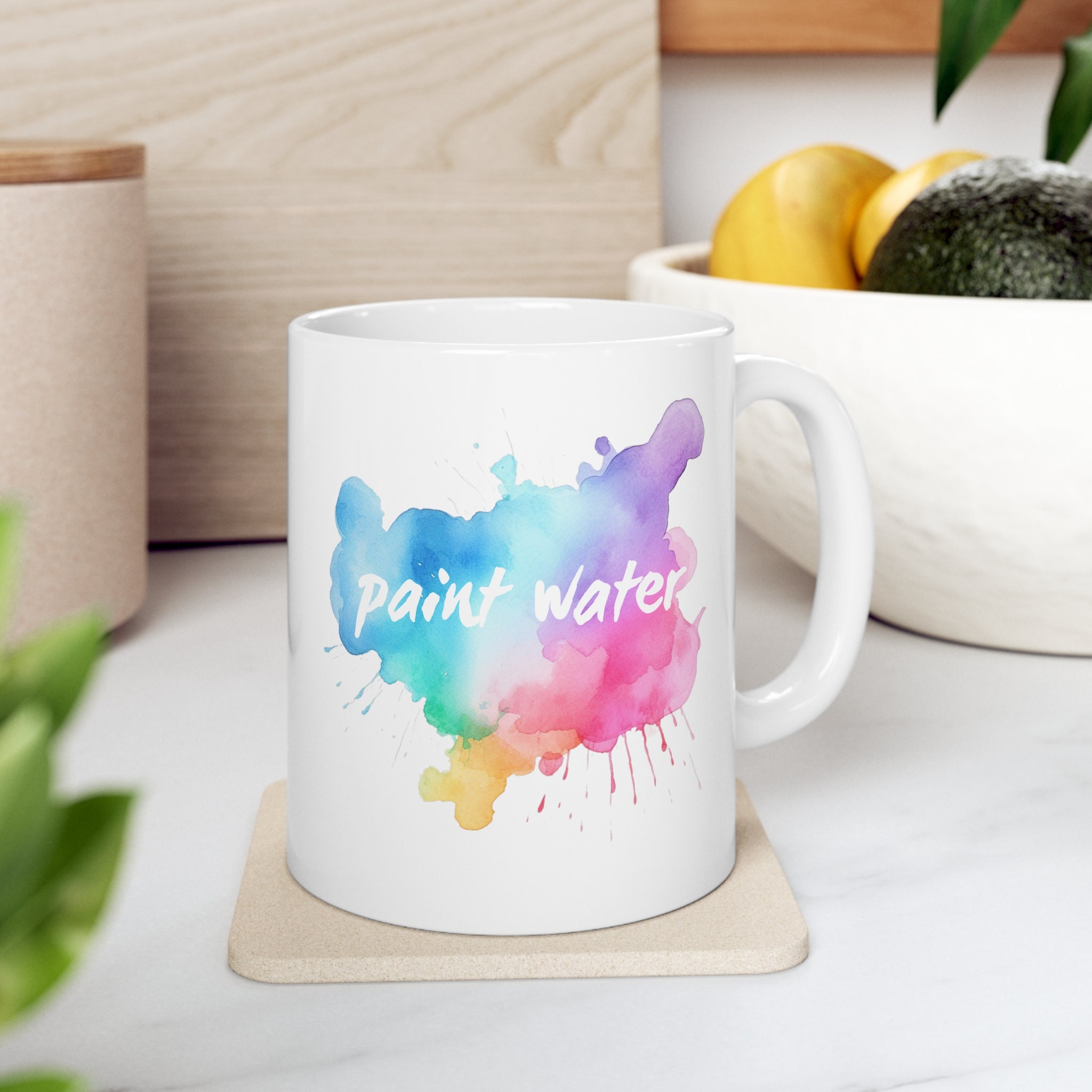 Artist Paint Water Mug, White Ceramic Painters Water Cup, Fine