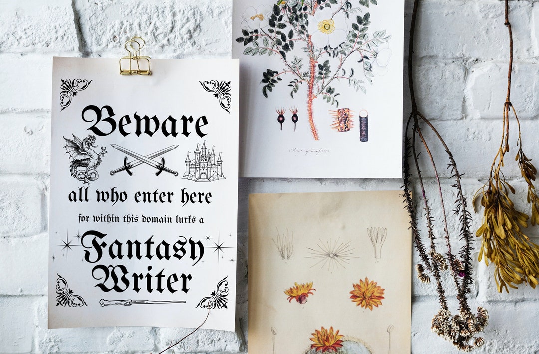 Fantasy Writer Poster, Writing Decor, Writing Poster, Gift for Fantasy ...