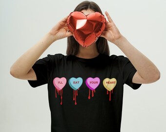Candy Heart Shirt, Conversation Heart Shirt, Valentine's Shirt, Love T Shirt, Unisex Candy Heart Shirt, Bloody Hearts TShirt, Valoween