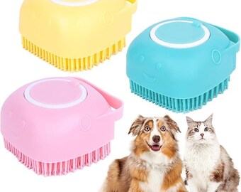 Soft Silicone Dog, shampoo brush, Dog Bath Brush,Multi-functional Bath, Dog Brush, Pet massage tool and shampoo dispenser for Dogs and Cats,