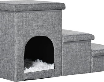 Dog/Cat Steps for Bed, 3 Step Pet Stairs, Dog bed, Pet bed, Crown Bed