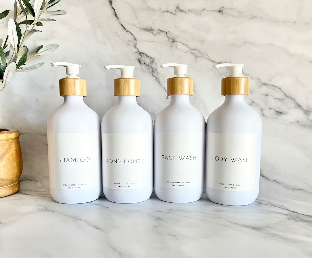 Set of 4 | Refillable Shampoo, Conditioner, Face Wash and Body Wash ...