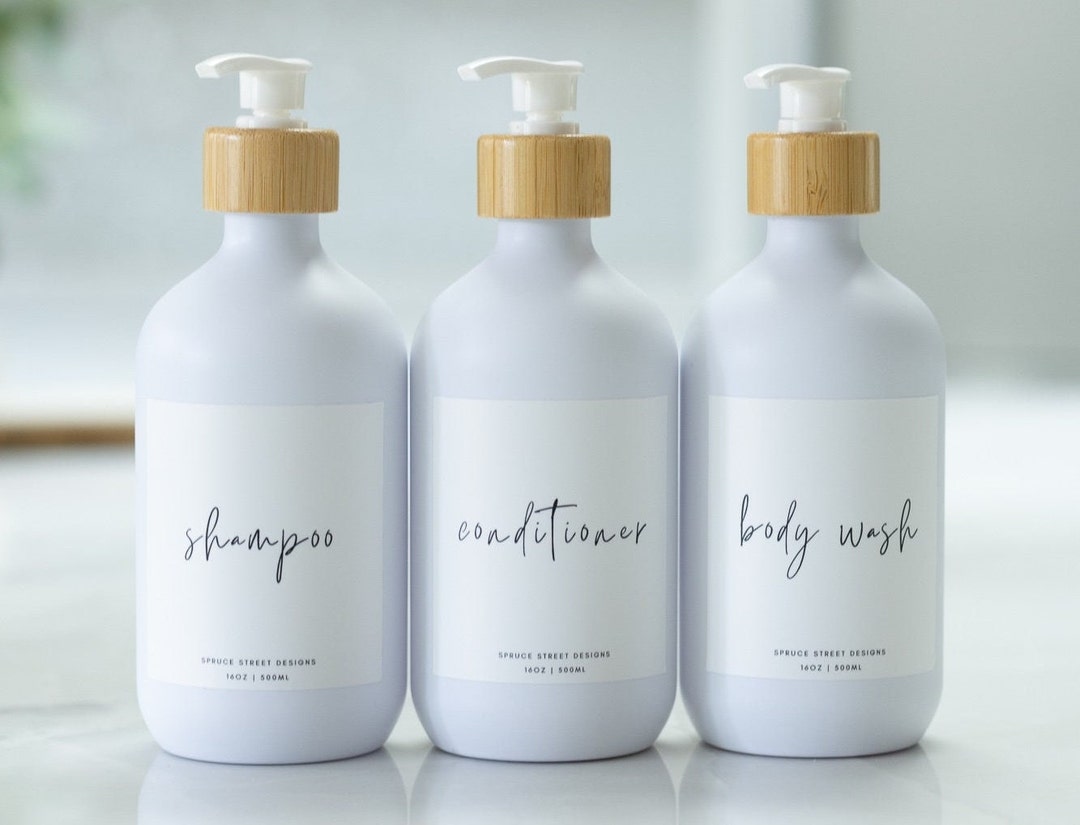 Refillable Shampoo, Conditioner and Body Wash Bottles Set of 3 Shower