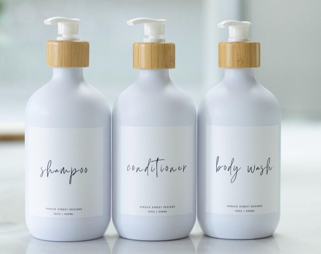 Modern Refillable Shower Bottle Set (set of 3) - Shampoo, Conditioner ...