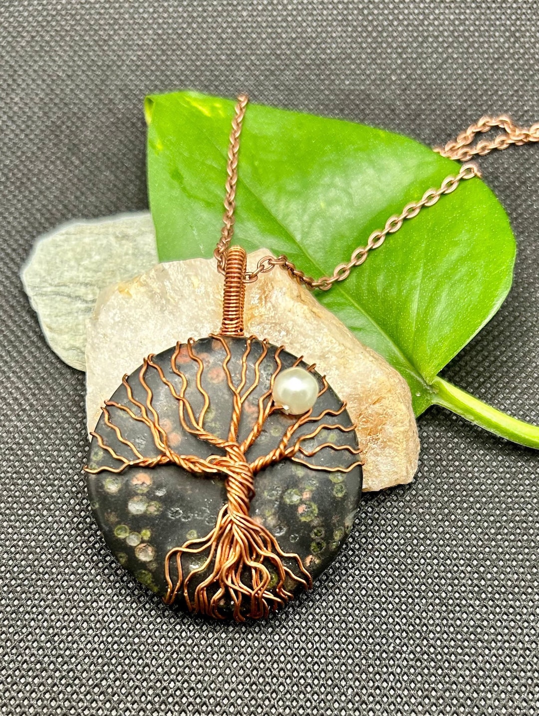 Red Snowflake Obsidian Tree of Life Copper Wrapped Pendant - Etsy