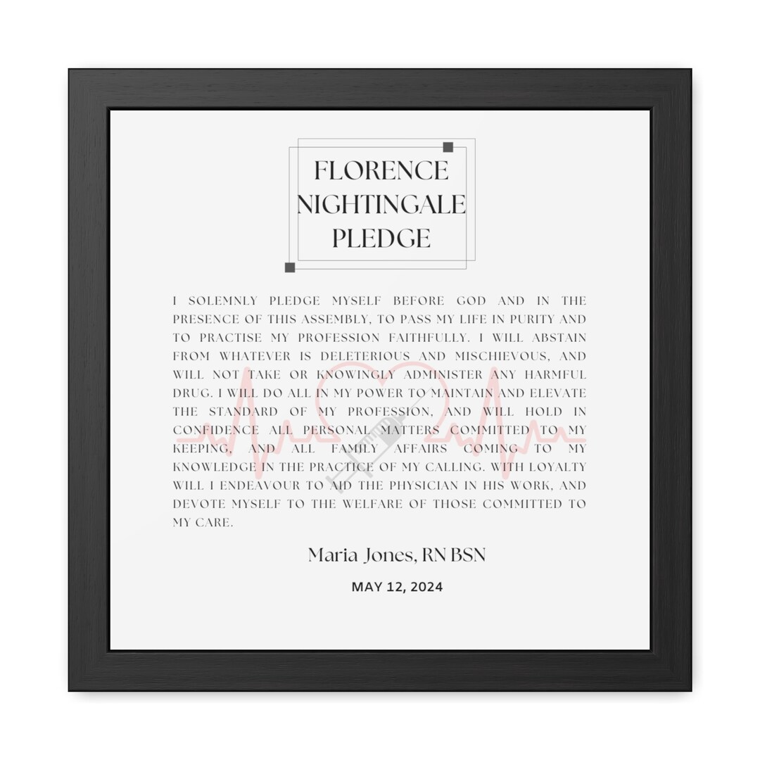 Florence Nightingale Pledge Wall Hanging Picture Gift for Graduate ...