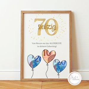 Cadeau en argent pour un 70e anniversaire | Cadeau avec de l'argent | Argent cadeau d'anniversaire | Carte de voeux drôle