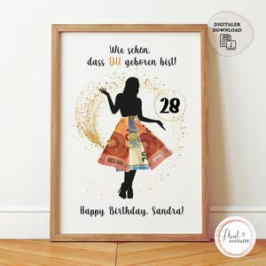 Personalisiertes Geldgeschenk zum Geburtstag | Digitales Geldgeschenk Frau | Geschenk mit Geld | Geburtstagsgeschenk Geld