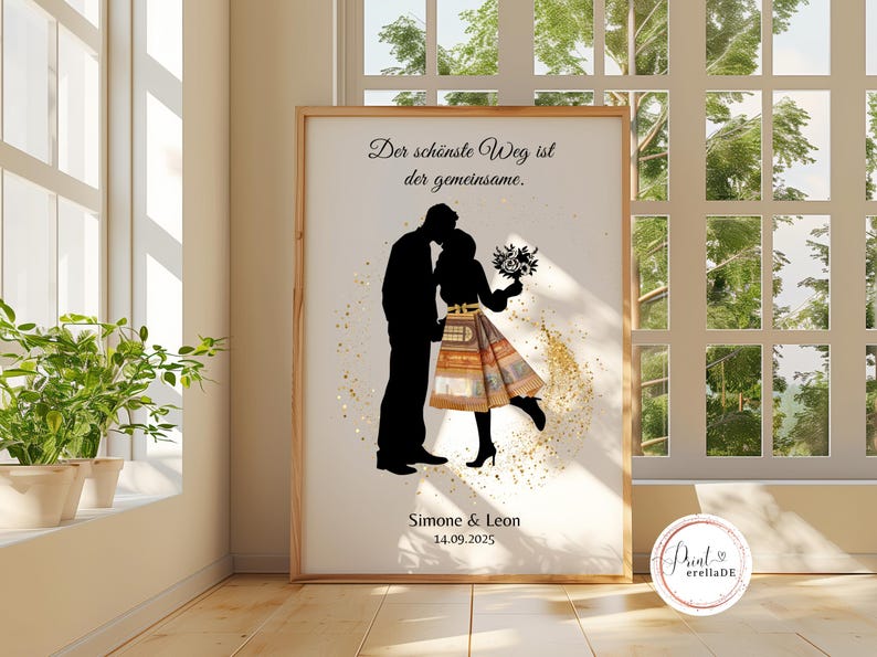 Personalized wedding gift of money | Wedding poster | Money gift for weddings | Gift for the bride and groom | Printable version image 1