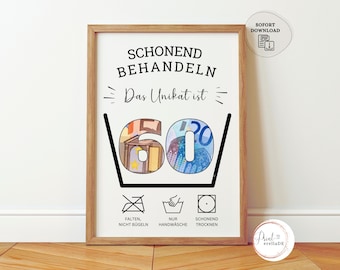 Money gift for a 60th birthday | Fun DIY birthday gift: creative ways to give money | Last-minute gift idea: instant digital download