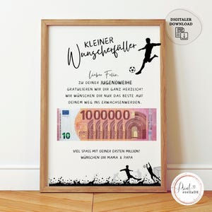Gepersonaliseerd geldgeschenk voor jeugdwijding | Geschenk voor bevestiging | Jeugdwijdingskaart | Cadeau-idee jeugdwijding voetbal