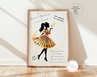 Confirmation money gift for girls, voucher for women, girlfriend, daughter, personalized gift idea, PDF instant download