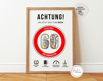 Money gift for a man's 60th birthday | Funny birthday card | DIY last-minute gift idea | Money gift packaging | Digital download