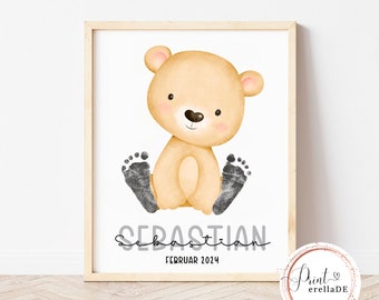 Fußabdruck Baby | Baby Geschenk Personalisiert | Geburtsposter personalisiert |  Babygeschenk zur Geburt