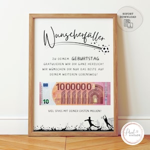 Geldgeschenk Geburtstag | Geldgeschenk Fußballfan, Junge, Mädchen | Geschenkidee Fussball | Wunscherfüller | Last Minute Geschenk Download