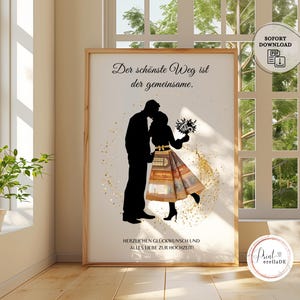 Personal wedding money gift | Wedding gifts money | Wedding poster | Gift for the bride and groom | DIY money gift idea