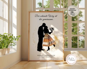 Wedding gift money | Personalized wedding money gift | Gift for the bride and groom | DIY money gift idea: craft a wedding poster