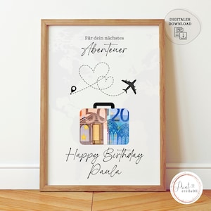 Personalisiertes Geldgeschenk Geburtstag | Digitales Geldgeschenk Geburtstag  | Geschenk mit Geld | Geburtstagsgeschenk Geld | Reise Geld