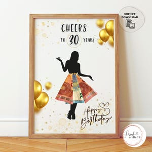 Cash gift for 30th birthday | Cash gift for wife girlfriend | Birthday gift money 30th birthday | Instant download for printing