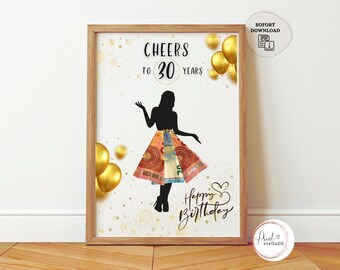 Cash gift for 30th birthday | Cash gift for wife girlfriend | Birthday gift money 30th birthday | Instant download for printing