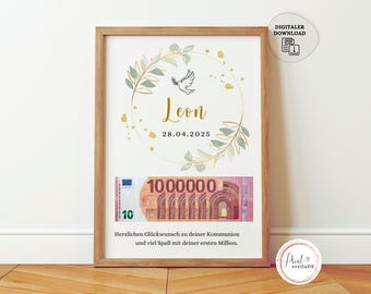 Personalized Money Gift for First Communion | First Communion Gift for Girls and Boys | DIY Communion Gift Card | Download