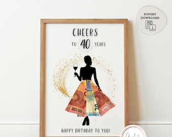Geldcadeau voor een 40e verjaardag | Geldgeschenk aan vrouw vriendin | Cadeau met geld | Verjaardagscadeau geld 40e verjaardag