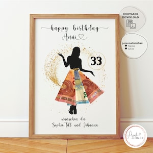 Cadeau d'argent personnalisé pour un anniversaire | Cadeau en espèces pour l'anniversaire d'une femme | Cadeau d'anniversaire en argent | cadeau avec de l'argent