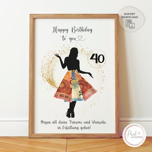 Geldgeschenk zum 40. Geburtstag | Geldgeschenk Frau Freundin | Geschenk mit Geld | Geburtstagsgeschenk Geld 40.Geburtstag
