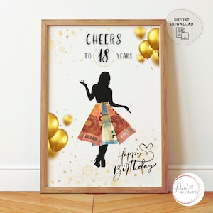 Cash gift 18th birthday | Gift with money | Birthday gift money 18th birthday | Instant download for printing