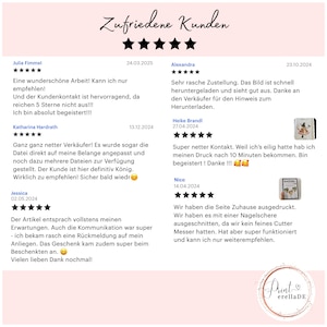 May include: Five customer reviews with five stars each. Each review includes a customer's name, date, and a short testimonial about their experience with the seller. The reviews are about a print-on-demand service.