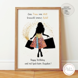 Geldgeschenk Geburtstag Frau | Digitales Geldgeschenk zum Geburtstag | Geschenk mit Geld | Geburtstagsgeschenk Geld