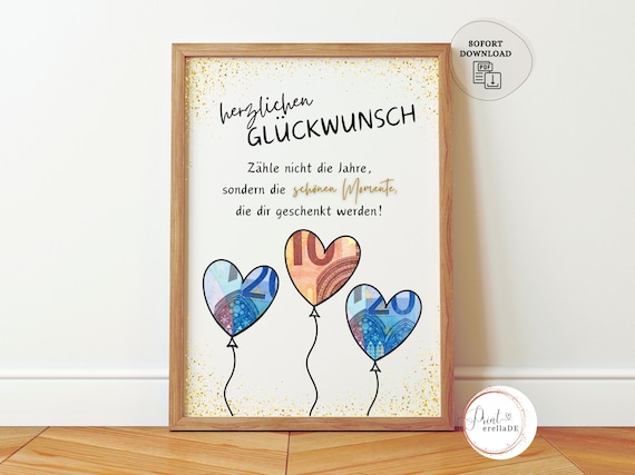 Geldgeschenk Geburtstag | DIY Geburtstagsgeschenk Karte Last Minute Geschenkidee | Geschenk zum Geld verschenken | PDF Sofort Download