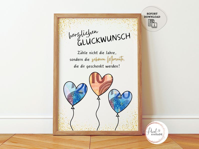 Geldgeschenk Geburtstag | DIY Geburtstagsgeschenk Karte Last Minute Geschenkidee | Geschenk zum Geld verschenken | PDF Sofort Download Bild 1