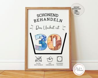 Cash gift for 30th birthday | Gift with money | Birthday gift to print | Digital cash gift for birthday