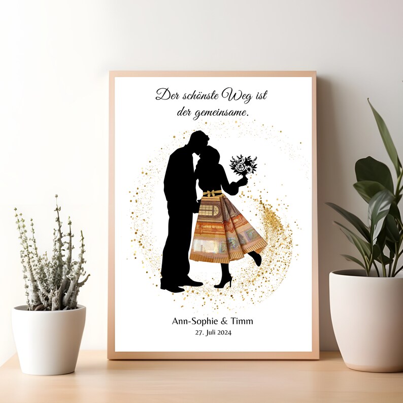 Personalized wedding gift of money | Wedding poster | Money gift for weddings | Gift for the bride and groom | Printable version image 7