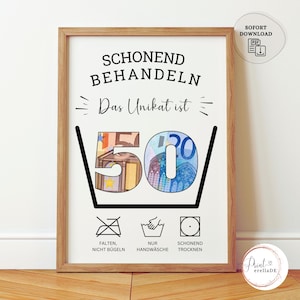 Geldgeschenk zum 50. Geburtstag | Geschenk mit Geld | Geburtstagsgeschenk Geld | Glückwunschkarte lustig