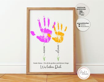 DIY Gift for Mom | Handprint Birthday Gift | DIY Idea for Mother's Day, Last-Minute Gift | Download & Print