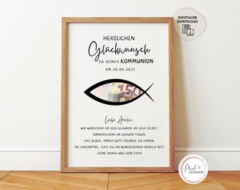 Personalized First Communion Money Gift | Communion Gift for Godchild | Communion Money Gift Card | PDF Download