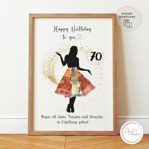 Geldgeschenk zum 70. Geburtstag | Geldgeschenk Frau Freundin | kreative Geschenk Idee | Geburtstagsgeschenk Geld | 70. Geburtstag