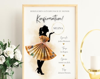 Personalized money gift for confirmation | Confirmation gift for girls | Last-minute gift idea: giving money | Printable PDF