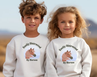 Sweat enfant amoureux des chevaux, chemise à manches longues pour fille de la campagne, chemise cheval pour enfants, sweat amoureux des chevaux, cadeau pour amoureux des chevaux, anniversaire de cheval