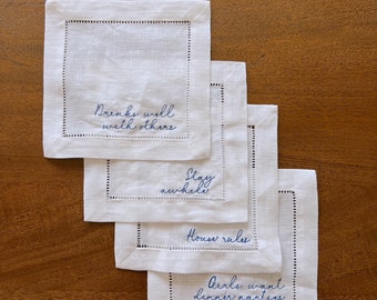 Hostess Girl Embroidered Napkins; Set of 4