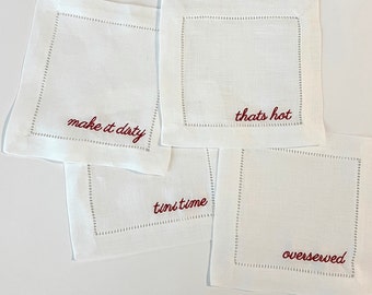 Embroidered Cocktail Napkins - Party Girl; Set of 4
