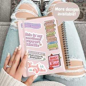 Mentally home with my cat sticker, bookish Sticker, book lover gift, bookish Merch, Kindle Sticker, Smut Reader, reading lover, e-reader image 2