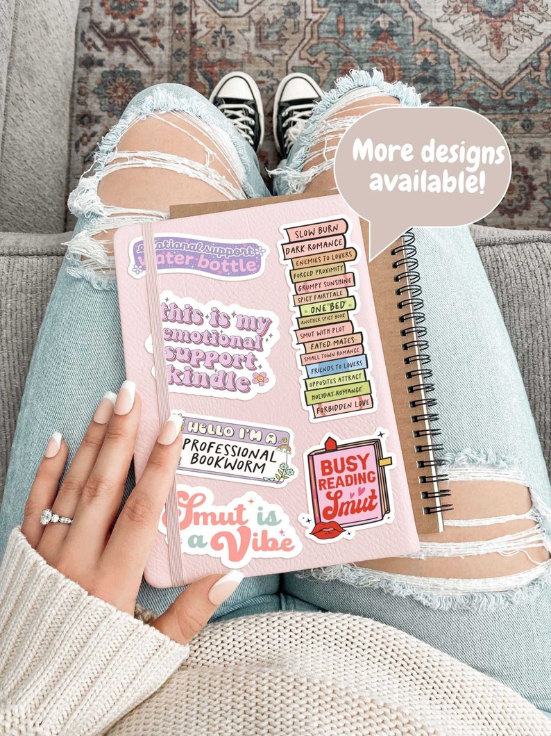 Mentally home with my cat sticker, bookish Sticker, book lover gift, bookish Merch, Kindle Sticker, Smut Reader, reading lover, e-reader image 2