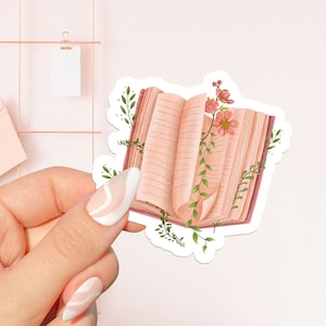 Libro aperto con adesivo floreale, adesivo libresco, regalo per gli amanti dei libri, Merch libresco, adesivo Kindle, Smut Reader, amante della lettura, e-reader