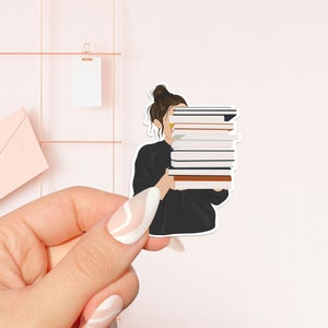 Ragazza con libri Adesivo, adesivo libresco, regalo per gli amanti dei libri, Merch libresco, adesivo Kindle, Smut Reader, amante della lettura, e-reader
